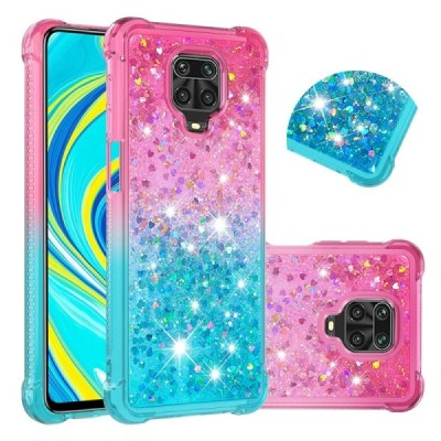 Xiaomi Redmi Note 9 Pro Shine Kickstand kieto silikono TPU mėlynas rožinis dėklas - nugarėlė | Priedai.lt