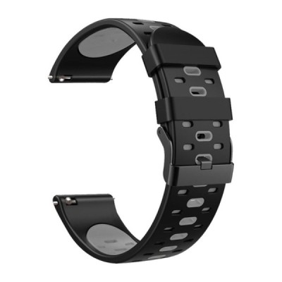 Bi-color išmaniojo laikrodžio (Samsung Galaxy Watch3, Gear, Watch GT) kieto silikono (TPU) juoda apyrankė | Priedai.lt