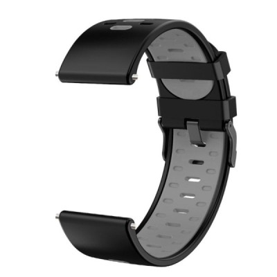 Bi-color išmaniojo laikrodžio (Samsung Galaxy Watch3, Gear, Watch GT) kieto silikono (TPU) juoda apyrankė | Priedai.lt