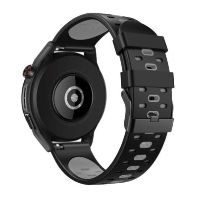 Bi-color išmaniojo laikrodžio (Samsung Galaxy Watch3, Gear, Watch GT) kieto silikono (TPU) juoda apyrankė | Priedai.lt