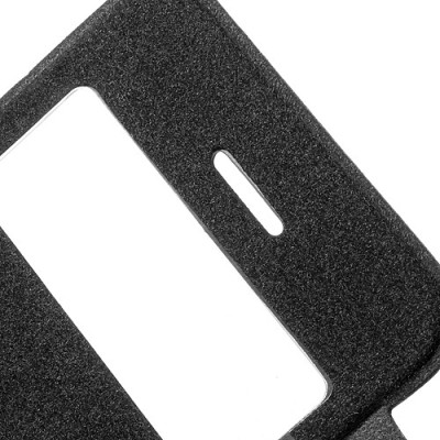 Atverčiamas juodas „S-View“ stiliaus Apple iPhone SE (5, 5s) dėklas / Priedai.lt