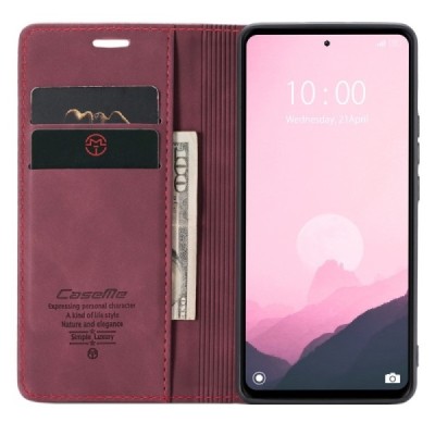 Xiaomi Redmi 12C (11A) CaseMe Retro solidus atverčiamas bordo odinis dėklas - knygutė | Priedai.lt