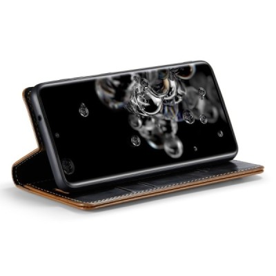Samsung Galaxy S20 Ultra (G988, G988) „CaseMe“ Leather solidus atverčiamas rudas odinis dėklas - knygutė | Priedai.lt