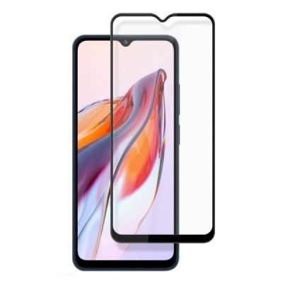 Xiaomi Redmi 12C „Mocolo“ 9H 2.5D Tempered Glass sustiprintos apsaugos juodas pilnai dengiantis apsauginis ekrano stiklas | Prie