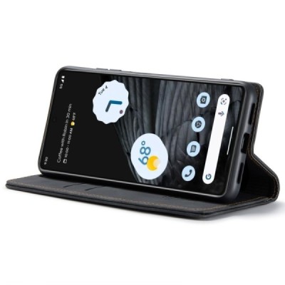 Google Pixel 7 CaseMe Retro solidus atverčiamas juodas odinis dėklas - knygutė | Priedai.lt