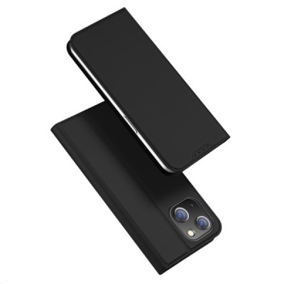 „Dux Ducis“ Skin serijos Apple iPhone 15 juodas odinis atverčiamas dėklas | Priedai.lt