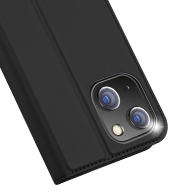 „Dux Ducis“ Skin serijos Apple iPhone 15 juodas odinis atverčiamas dėklas | Priedai.lt