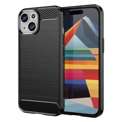 Apple iPhone 15 „Carbon“ kieto silikono TPU juodas dėklas - nugarėlė | Priedai.lt