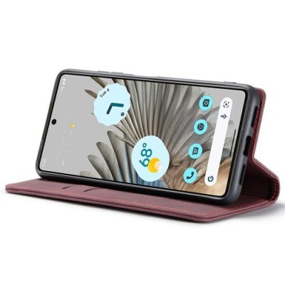Google Pixel 7 Pro CaseMe Retro solidus atverčiamas bordo odinis dėklas - knygutė | Priedai.lt