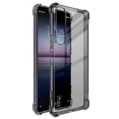Sony Xperia 1 IV Imak sustiprintos apsaugos kieto silikono TPU pilkas dėklas - nugarėlė + apsauginė ekrano plėvelė | Priedai.lt