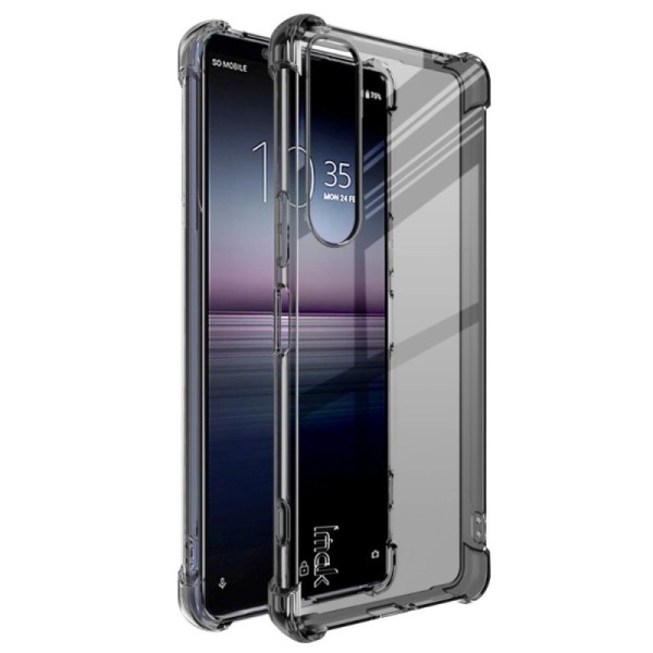 „Imak“ sustiprintos apsaugos kieto silikono (TPU) dėklas - pilkas + apsauginė ekrano plėvelė (Xperia 1 IV)