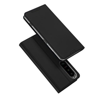 „Dux Ducis“ Skin serijos Sony Xperia 1 V juodas odinis atverčiamas dėklas | Priedai.lt
