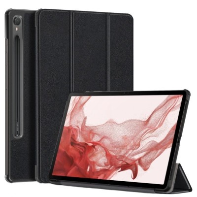 Samsung Galaxy Tab S9 11" / S9 FE 5G / S10 FE / S10 Lite flip black leather case - book (foldable) | Priedai.lt