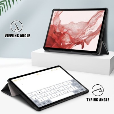 Samsung Galaxy Tab S9 11" / S9 FE 5G / S10 FE / S10 Lite flip black leather case - book (foldable) | Priedai.lt