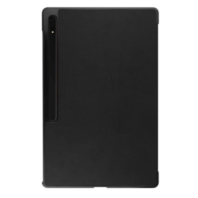 Samsung Galaxy Tab S10 Ultra, S9 Ultra, S8 Ultra atverčiamas juodas odinis dėklas - knygutė (sulankstomas) | Priedai.lt