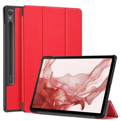 Samsung Galaxy Tab S9 11" / S9 FE 5G / S10 FE / S10 Lite flip red leather case - book (foldable) | Priedai.lt