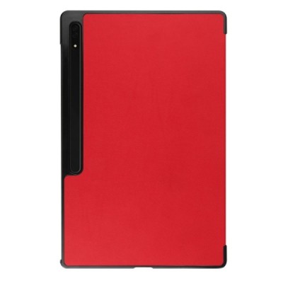 Samsung Galaxy Tab S10 Ultra, S9 Ultra, S8 Ultra atverčiamas raudonas odinis dėklas - knygutė (sulankstomas) | Priedai.lt