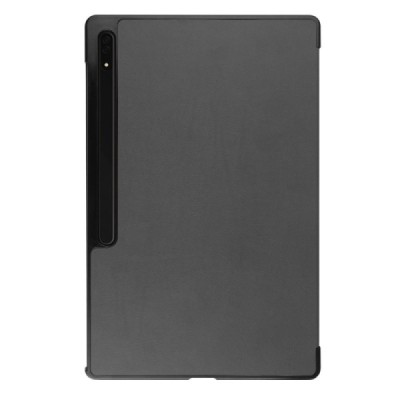 Samsung Galaxy Tab S10 Ultra, S9 Ultra, S8 Ultra atverčiamas pilkas odinis dėklas - knygutė (sulankstomas) | Priedai.lt