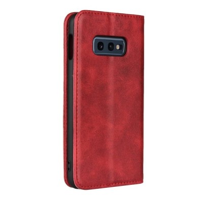 Samsung Galaxy S10e (G970) „Split“ raudonas odinis atverčiamas dėklas - knygutė | Priedai.lt
