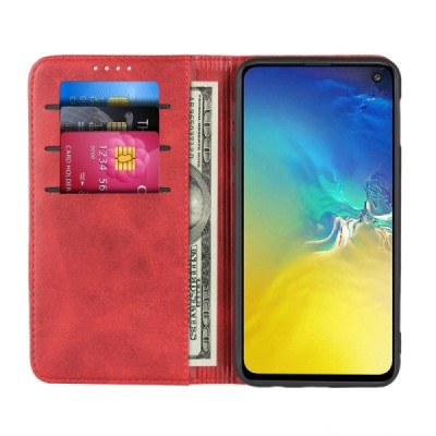 Samsung Galaxy S10e (G970) „Split“ raudonas odinis atverčiamas dėklas - knygutė | Priedai.lt