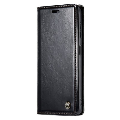 Samsung Galaxy A54 (SM-A546B) „CaseMe“ Leather solidus atverčiamas juodas odinis dėklas - knygutė | Priedai.lt