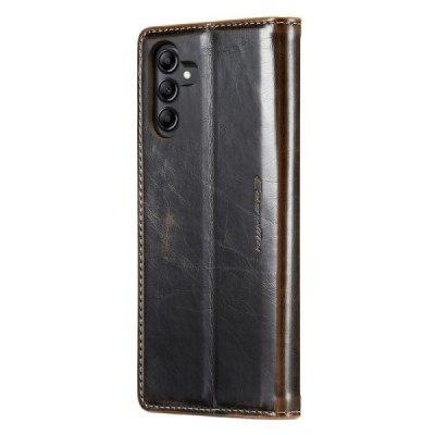 Samsung Galaxy A54 (SM-A546B) „CaseMe“ Leather solidus atverčiamas rudas odinis dėklas - knygutė | Priedai.lt