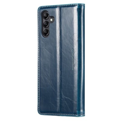 Samsung Galaxy A54 (SM-A546B) „CaseMe“ Leather solidus atverčiamas mėlynas odinis dėklas - knygutė | Priedai.lt
