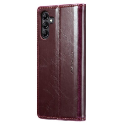 Samsung Galaxy A54 (SM-A546B) „CaseMe“ Leather solidus atverčiamas bordo odinis dėklas - knygutė | Priedai.lt