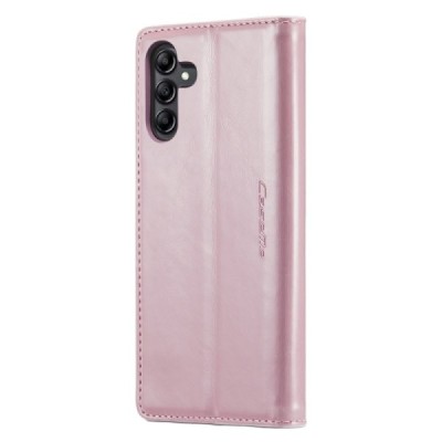 Samsung Galaxy A54 (SM-A546B) „CaseMe“ Leather solidus atverčiamas rožinis odinis dėklas - knygutė | Priedai.lt