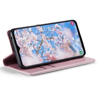 Samsung Galaxy A54 (SM-A546B) „CaseMe“ Leather solidus atverčiamas rožinis odinis dėklas - knygutė | Priedai.lt