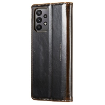 Samsung Galaxy A23 5G (SM-A236B, SM-M236B, SM-E236B) „CaseMe“ Leather solidus atverčiamas rudas odinis dėklas - knygutė | Prieda