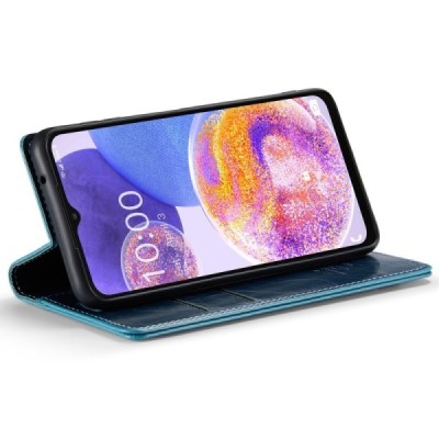 Samsung Galaxy A23 5G (SM-A236B, SM-M236B, SM-E236B) „CaseMe“ Leather solidus atverčiamas mėlynas odinis dėklas - knygutė | Prie