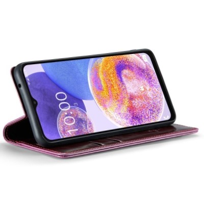 Samsung Galaxy A23 5G (SM-A236B, SM-M236B, SM-E236B) „CaseMe“ Leather solidus atverčiamas bordo odinis dėklas - knygutė | Prieda