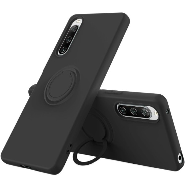 „Ring“ Kickstand (TPU) dėklas - juodas (Xperia 10 V)