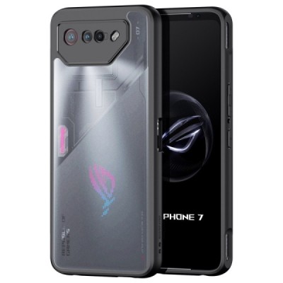 Asus Rog Phone 7 „Dux Ducis“ Aimo skaidrus juodos spalvos apvadais dėklas - nugarėlė | Priedai.lt