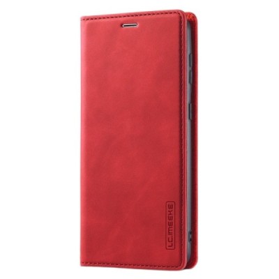 „Lc.Imeeke“ Samsung Galaxy S21 (G991B) raudonas odinis atverčiamas dėklas | Priedai.lt