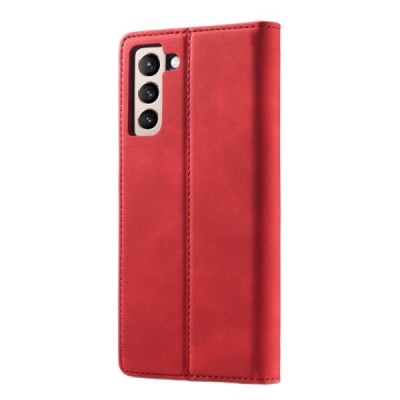„Lc.Imeeke“ Samsung Galaxy S21 (G991B) raudonas odinis atverčiamas dėklas | Priedai.lt