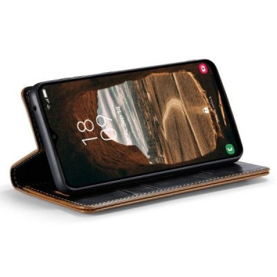 Samsung Galaxy A34 5G (SM-A346E) „CaseMe“ Leather solidus atverčiamas rudas odinis dėklas - knygutė | Priedai.lt