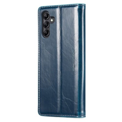 Samsung Galaxy A34 5G (SM-A346E) „CaseMe“ Leather solidus atverčiamas mėlynas odinis dėklas - knygutė | Priedai.lt