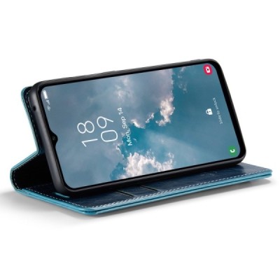 Samsung Galaxy A34 5G (SM-A346E) „CaseMe“ Leather solidus atverčiamas mėlynas odinis dėklas - knygutė | Priedai.lt