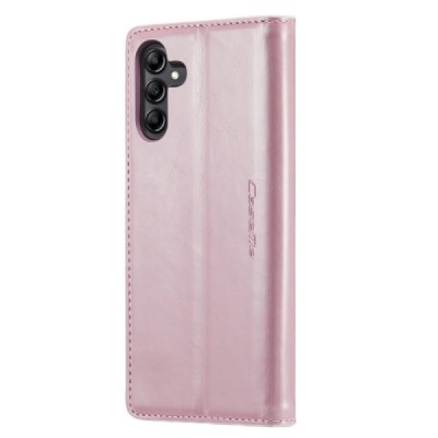 Samsung Galaxy A34 5G (SM-A346E) „CaseMe“ Leather solidus atverčiamas rožinis odinis dėklas - knygutė | Priedai.lt