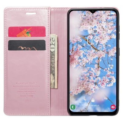 Samsung Galaxy A34 5G (SM-A346E) „CaseMe“ Leather solidus atverčiamas rožinis odinis dėklas - knygutė | Priedai.lt