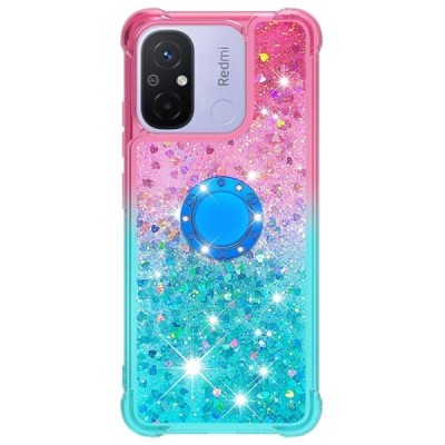 Xiaomi Redmi 12C (Redmi 11A) Shine Kickstand kieto silikono TPU mėlynas rožinis dėklas - nugarėlė | Priedai.lt
