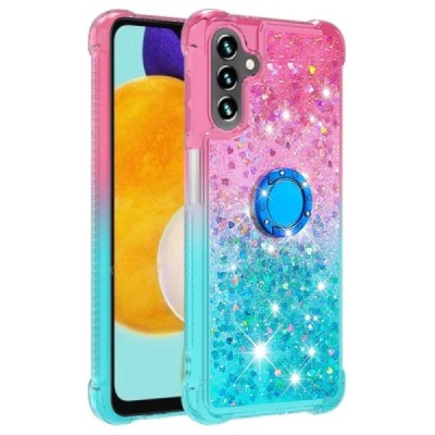 Samsung Galaxy A34 5G (SM-A346E) Shine Kickstand kieto silikono TPU mėlynas rožinis dėklas - nugarėlė | Priedai.lt