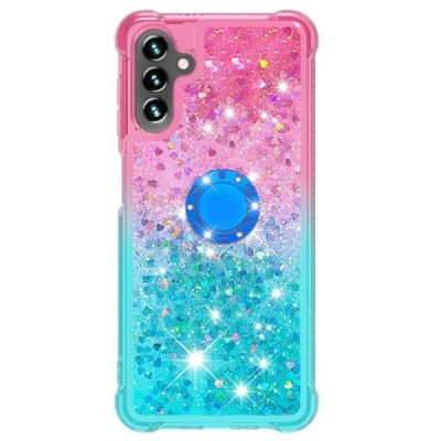 Samsung Galaxy A34 5G (SM-A346E) Shine Kickstand kieto silikono TPU mėlynas rožinis dėklas - nugarėlė | Priedai.lt