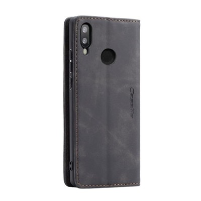 Huawei P smart 2019 (Honor 10 Lite) CaseMe Retro solidus atverčiamas juodas odinis dėklas - knygutė | Priedai.lt