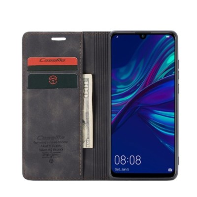 Huawei P smart 2019 (Honor 10 Lite) CaseMe Retro solidus atverčiamas juodas odinis dėklas - knygutė | Priedai.lt