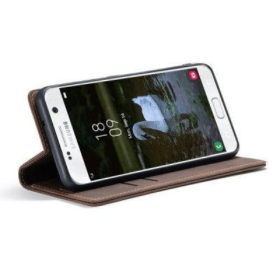 Samsung Galaxy S7 (G930) CaseMe Retro solidus atverčiamas rudas odinis dėklas - knygutė | Priedai.lt