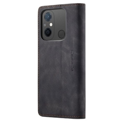 Xiaomi Redmi 12C (Redmi 11A) CaseMe Retro solidus atverčiamas juodas odinis dėklas - knygutė | Priedai.lt