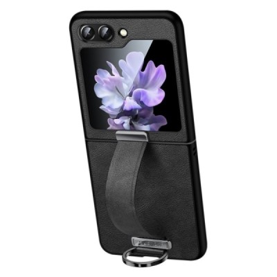 „Sulada“ Leather Kickstand Samsung Galaxy Flip5 5G (SM-F731B) juodas odinis dėklas - nugarėlė | Priedai.lt